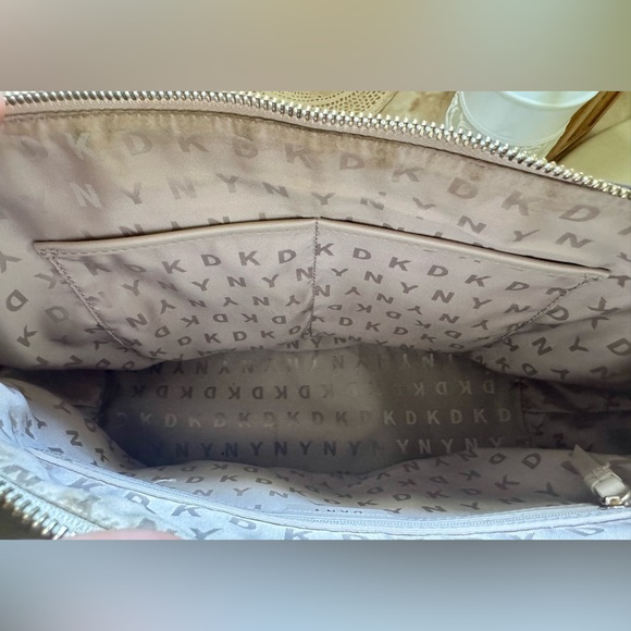 Classic Monogram DKNY Faux Leather Gigi Tote Cream And Brown - Picture 10 of 11